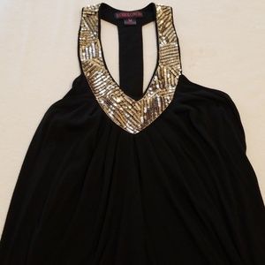Black sequined tank top